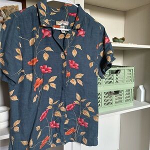 Vintage floral linen blouse